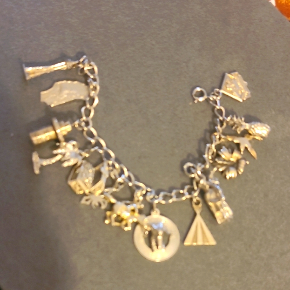 Vintage 925 Silver Charm Bracelete